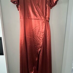 Baltic Born Rust Satin Wrap Maxi Dress